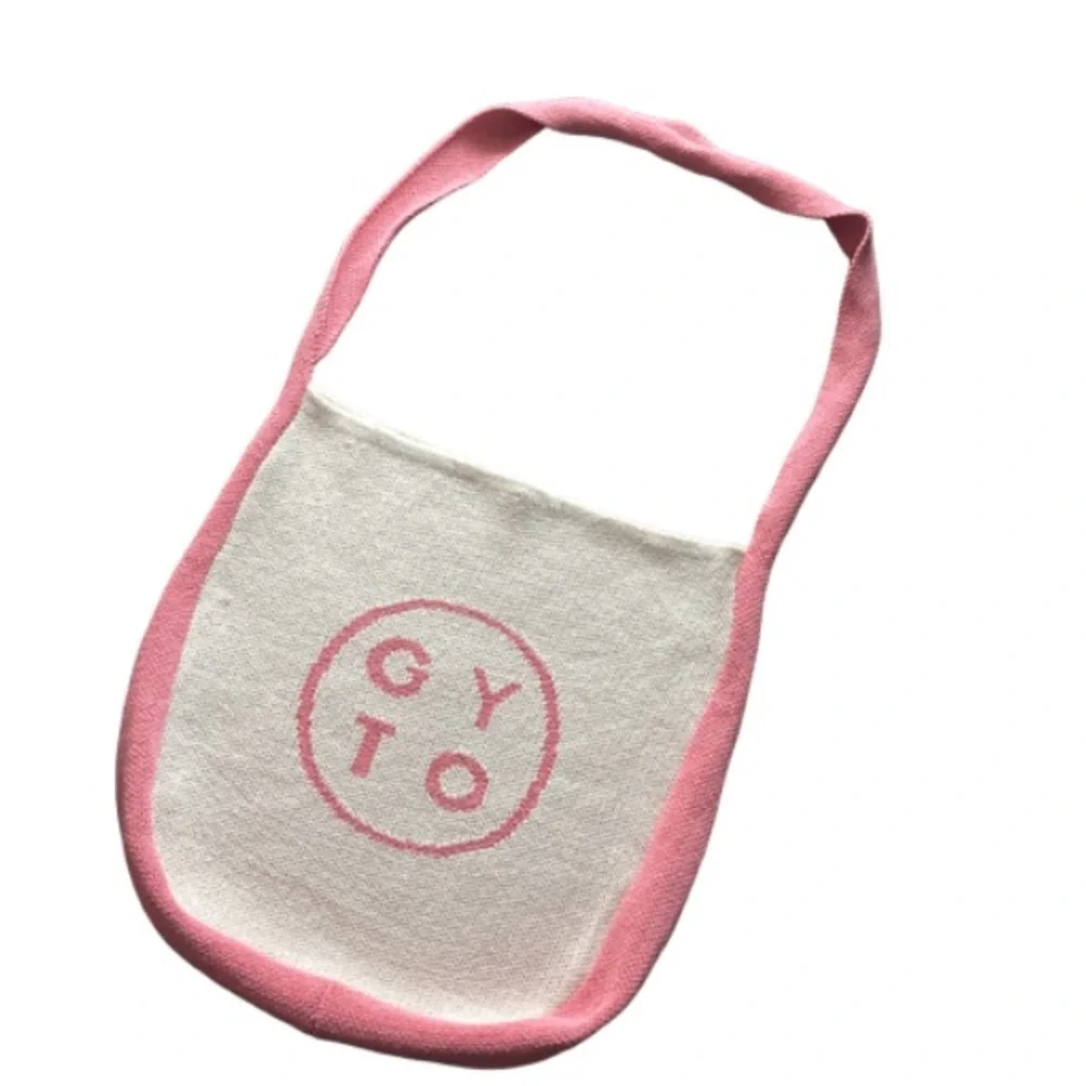 Gyto smile  face stretched, tote, bag, pink, and cream